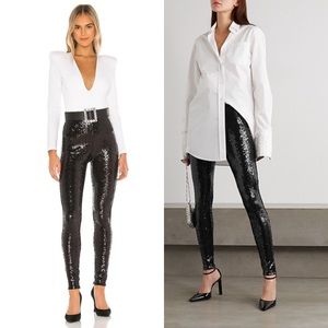 WAYF Leggings Womens XS Black Sequin High Waist Pull On Logan Pants